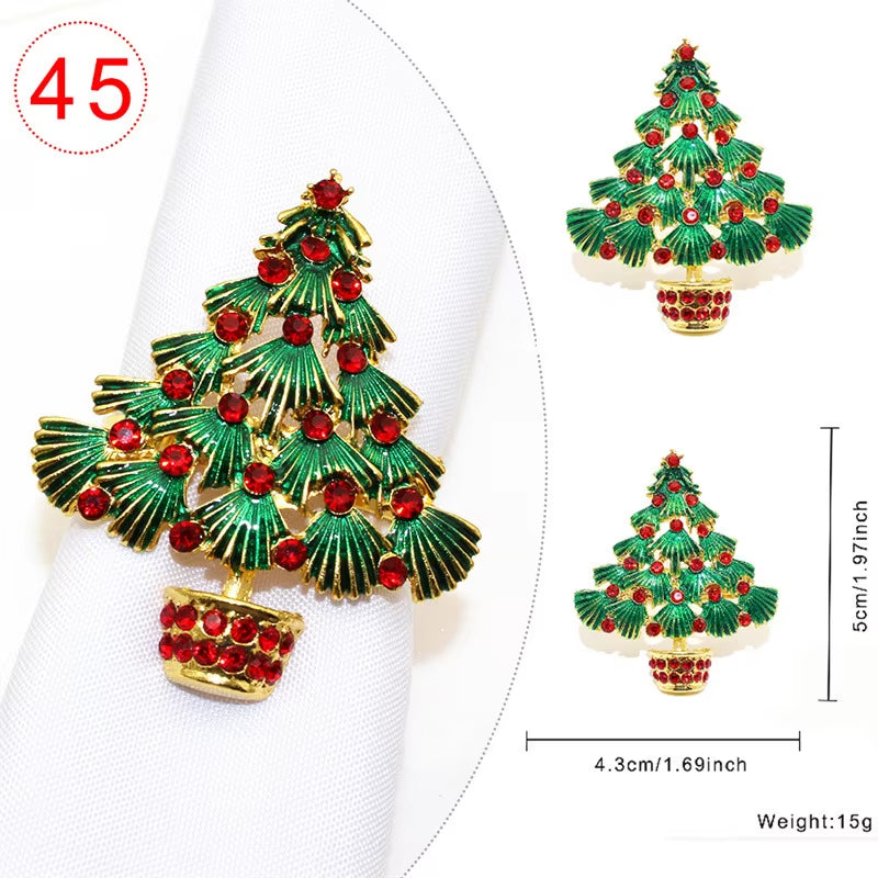 Elegant Gold Christmas Tree Napkin Rings
