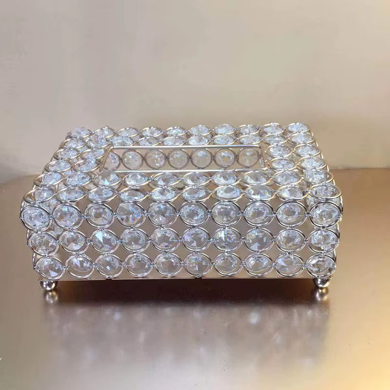 QIAN HU European Style Top Seller Fashion Tissue Box Crystal Rhinestones Home Decoration with Metal Material