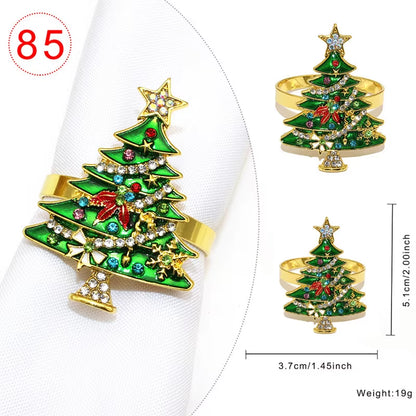 Elegant Gold Christmas Tree Napkin Rings