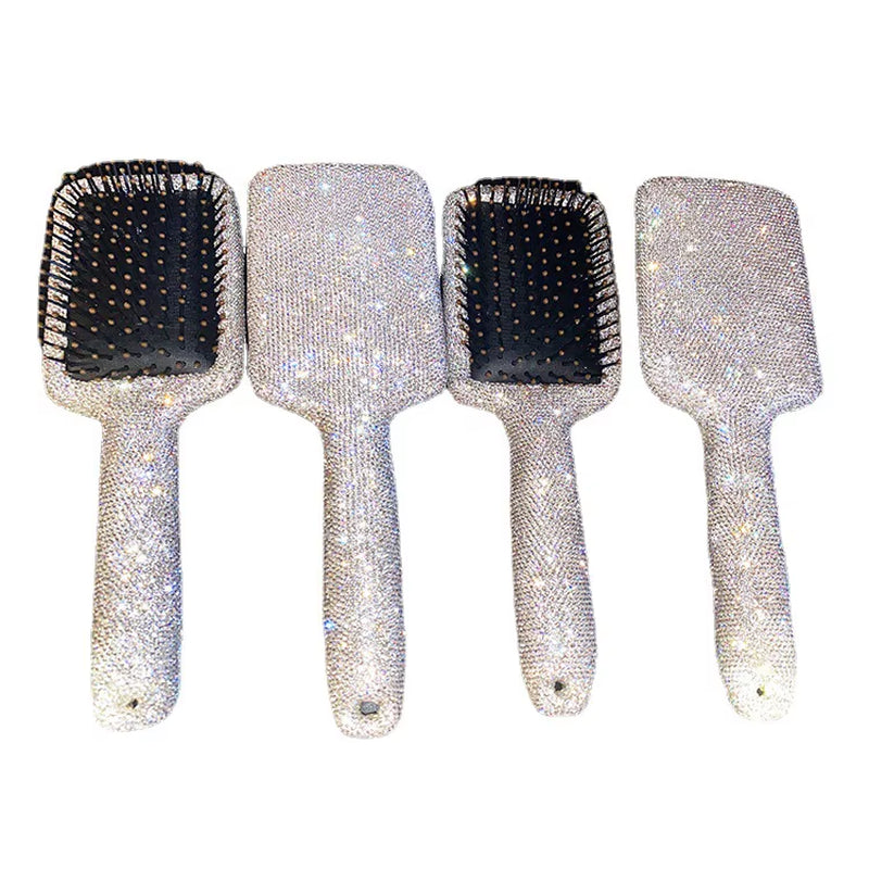 Shiny Bling Bling Diamond Handheld Air Cushion Comb Scalp Massage Detangling Hair Brush Rhinestone Princess Hair Comb