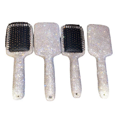 Shiny Bling Bling Diamond Handheld Air Cushion Comb Scalp Massage Detangling Hair Brush Rhinestone Princess Hair Comb