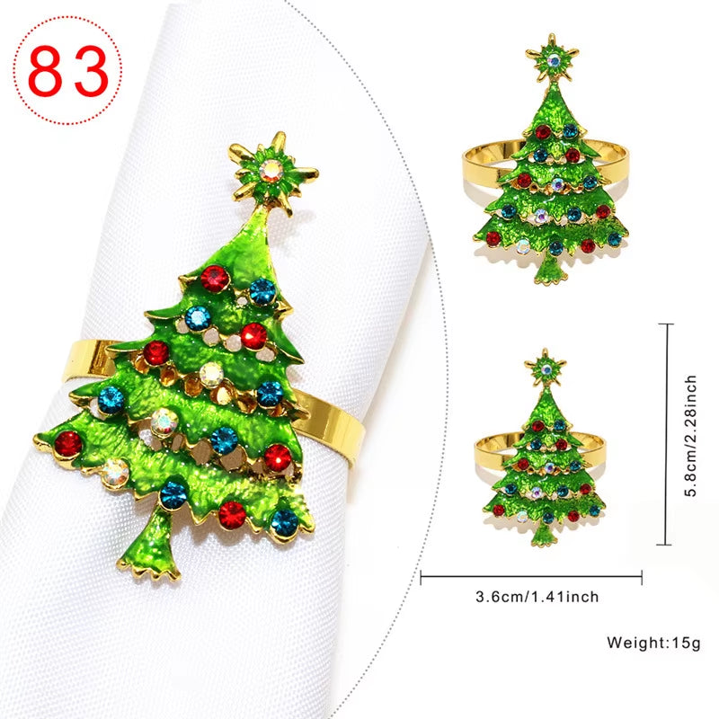 Elegant Gold Christmas Tree Napkin Rings