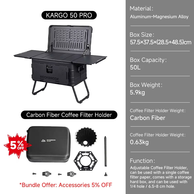 Foldable Black Aluminum Portable Multifunctional Outdoor Camping Table