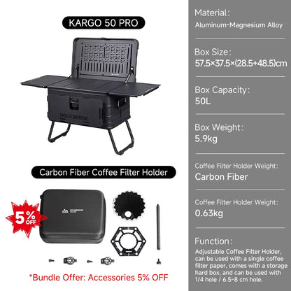 Foldable Black Aluminum Portable Multifunctional Outdoor Camping Table