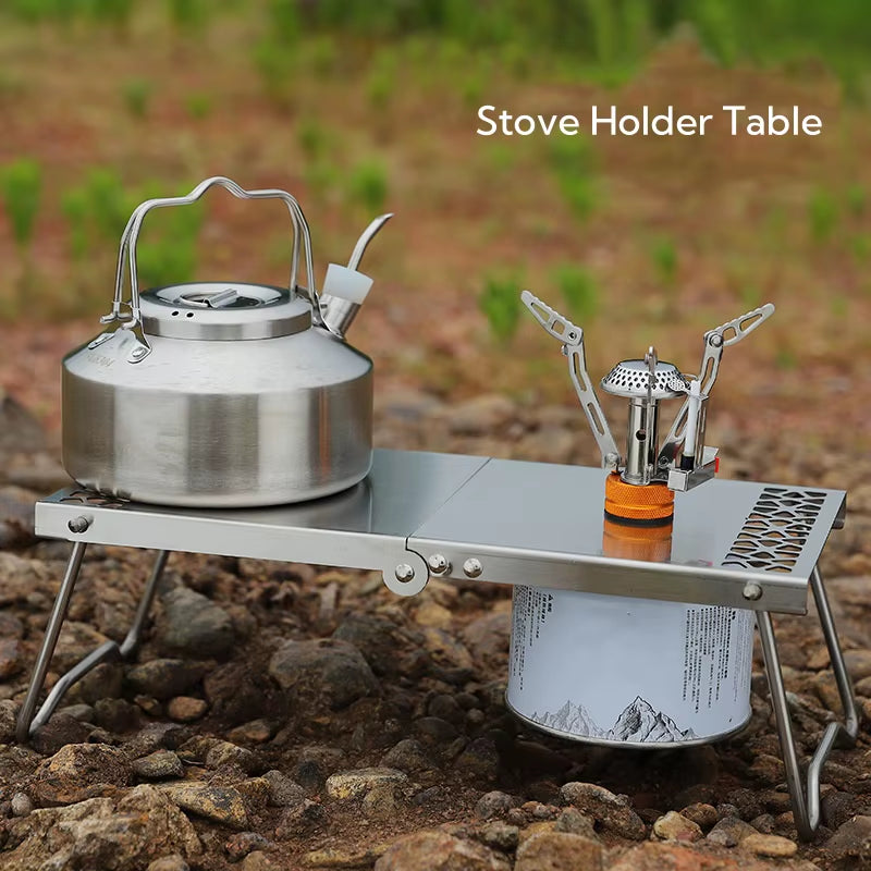 Folding Camping Table, Multi-Functional Stainless Steel Stackable Table, Folding Stove Stand Table for Outdoor Picnic