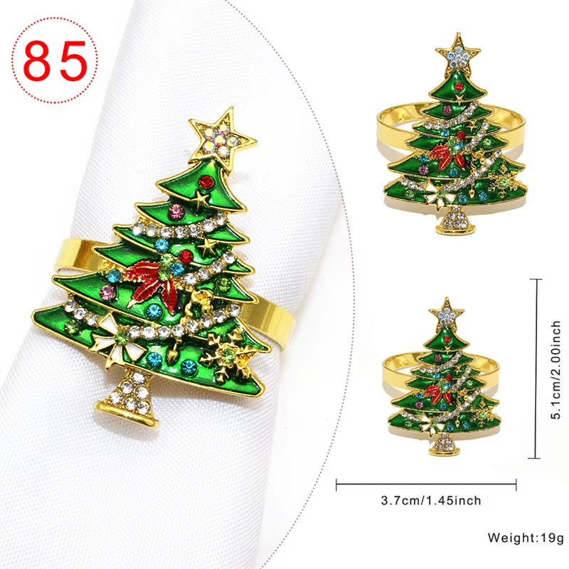 Elegant Gold Christmas Tree Napkin Rings
