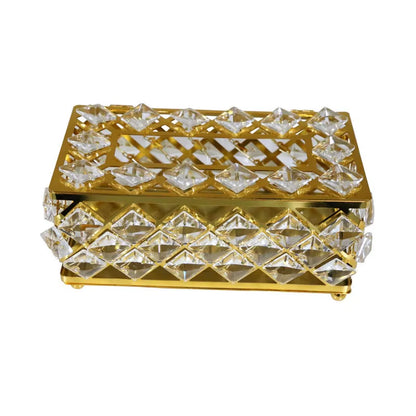 QIAN HU European Style Top Seller Fashion Tissue Box Crystal Rhinestones Home Decoration with Metal Material