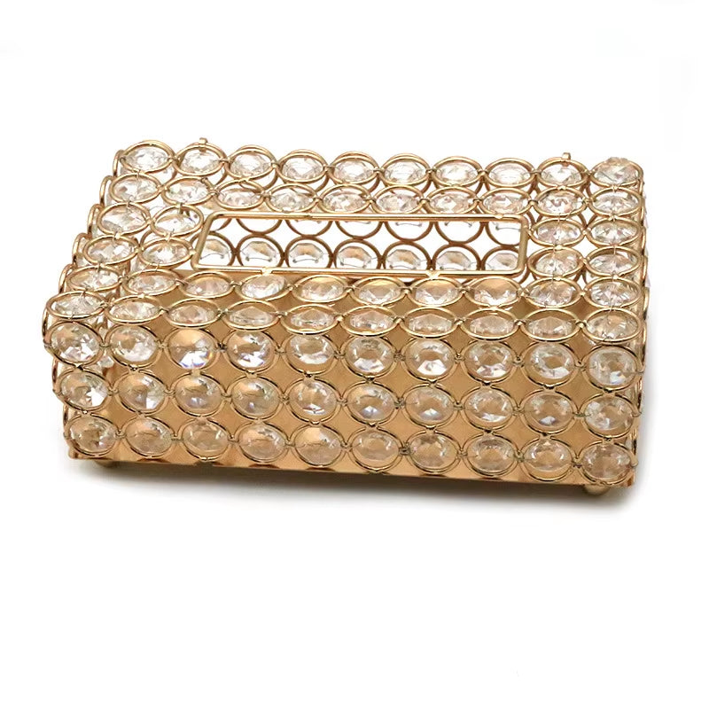 QIAN HU European Style Top Seller Fashion Tissue Box Crystal Rhinestones Home Decoration with Metal Material