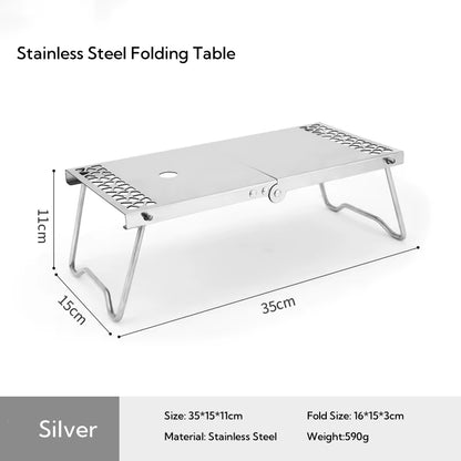 Folding Camping Table, Multi-Functional Stainless Steel Stackable Table, Folding Stove Stand Table for Outdoor Picnic