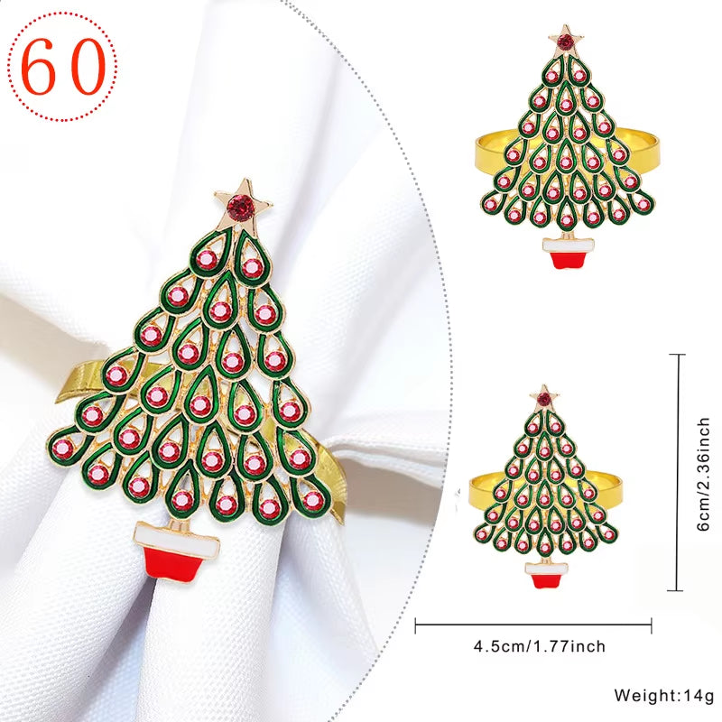 Elegant Gold Christmas Tree Napkin Rings