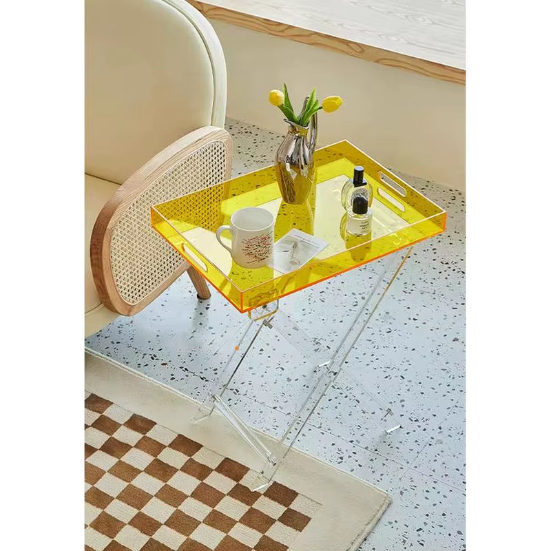 Portable Side Table Foldable Acrylic Table Colorful Coffee Table