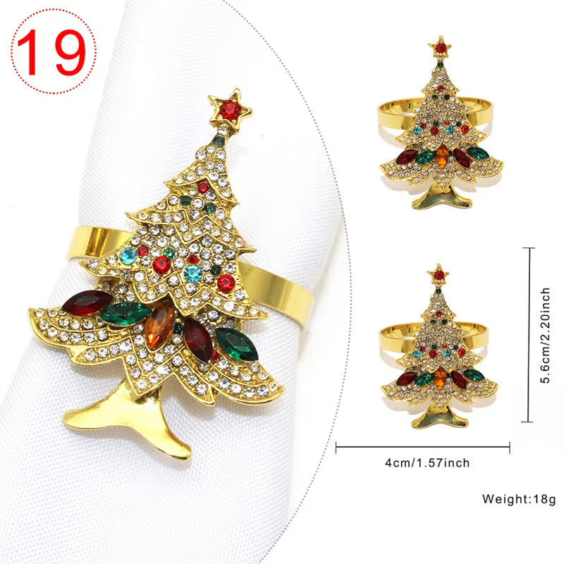 Elegant Gold Christmas Tree Napkin Rings
